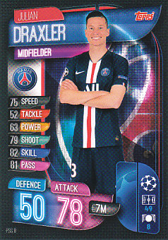 Julian Draxler Paris Saint-Germain 2019/20 Topps Match Attax CL #PSG8